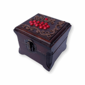 Дерев'яна шкатулка з мідним оздобленням "Калина №2" розміром 8х8х7 см