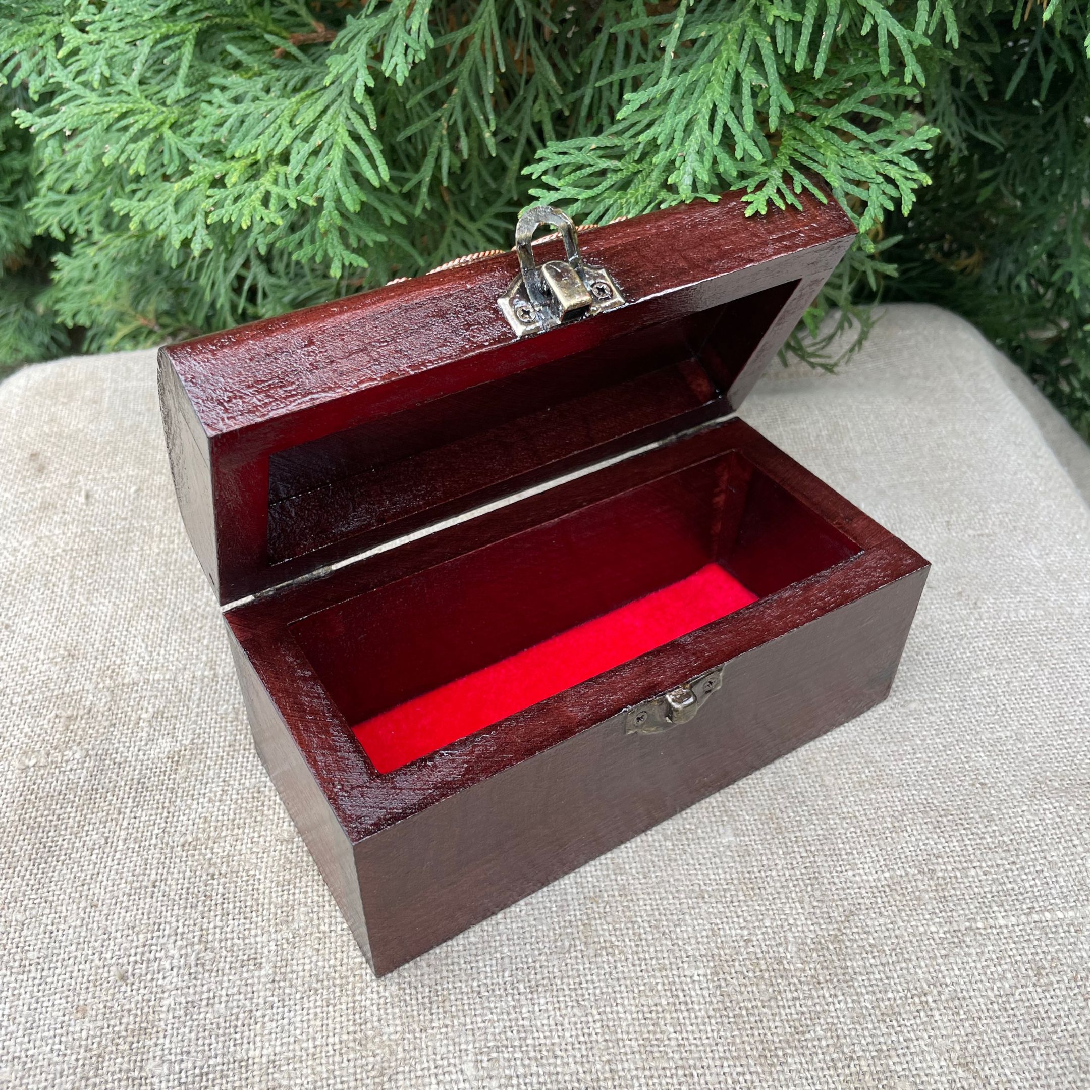 Дерев'яна шкатулка з мідним оздобленням "Ромашка №3" розміром 16х8х9 см - Зображення 7