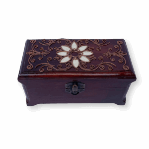 Дерев'яна шкатулка з мідним оздобленням "Ромашка №4" розміром 16х8х9 см