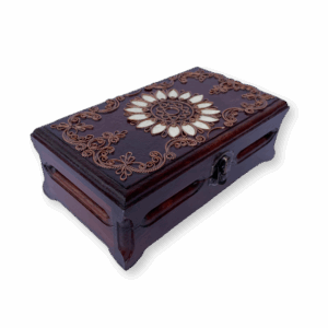 Дерев'яна купюрниця з мідним оздобленням "Ромашка №8" розміром 19х11х7 см