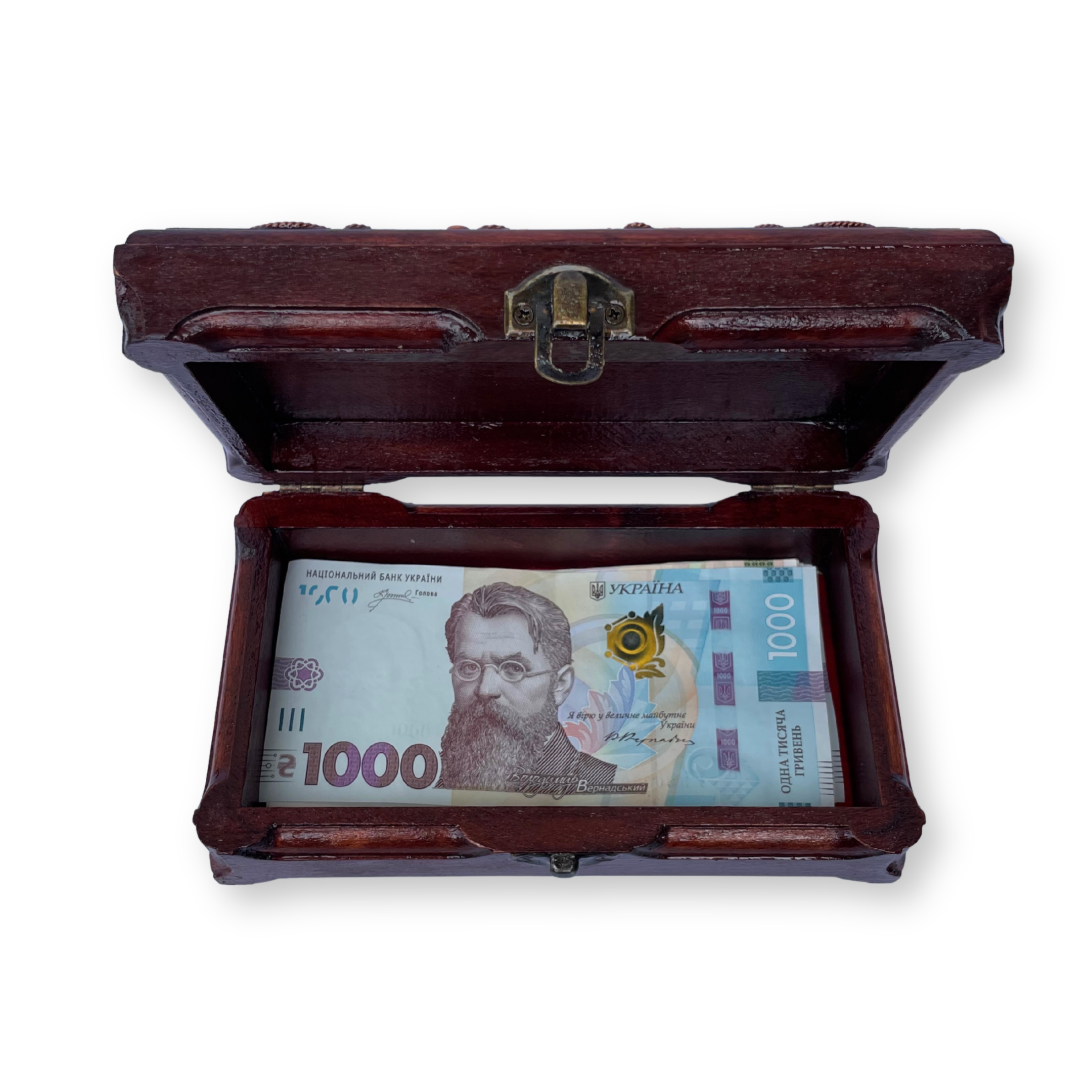 Дерев'яна купюрниця з мідним оздобленням "Ромашка №8" розміром 19х11х7 см - Зображення 6